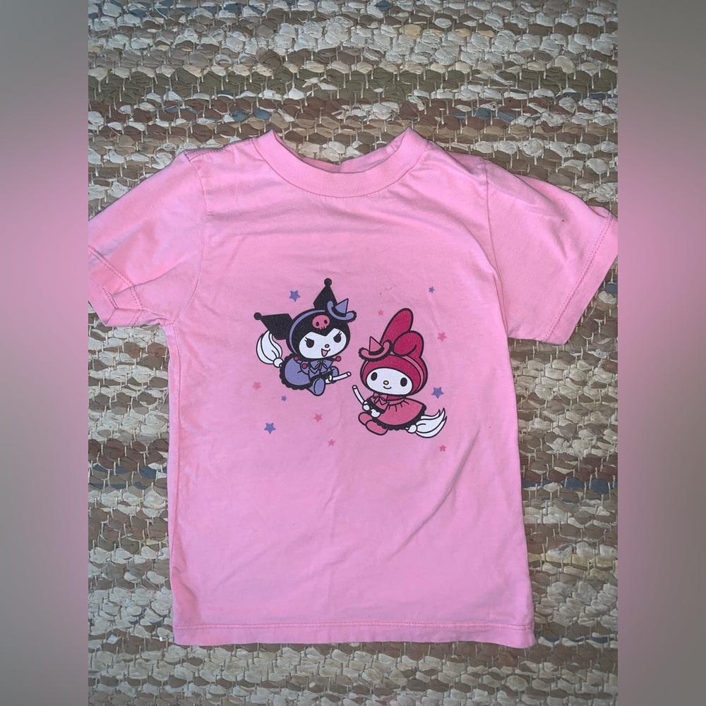 Sanrio Pink Tee with Playful Characters